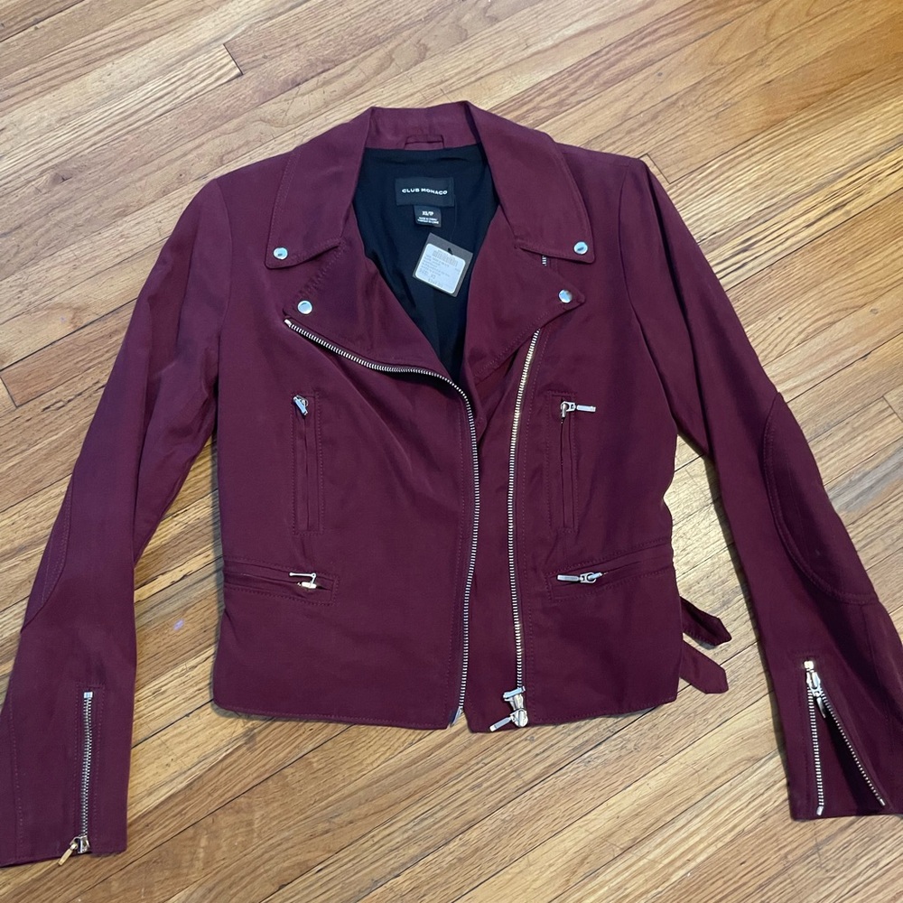Club Monaco Burgundy Biker Jacket